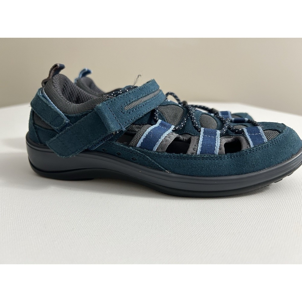 Orthofeet Naples women's blue suede closed-toe sandals